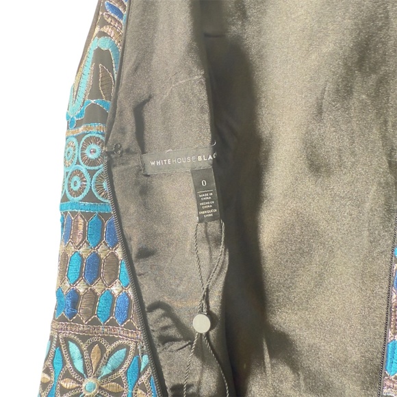 White House Black Market Sleeveless Embroidered Dress Oasis Sz 0 - Picture 9 of 11